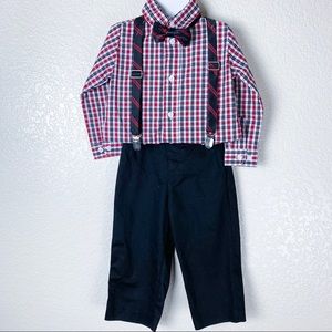 Boys 4-Piece Plaid Checkered Bow Tie Suit